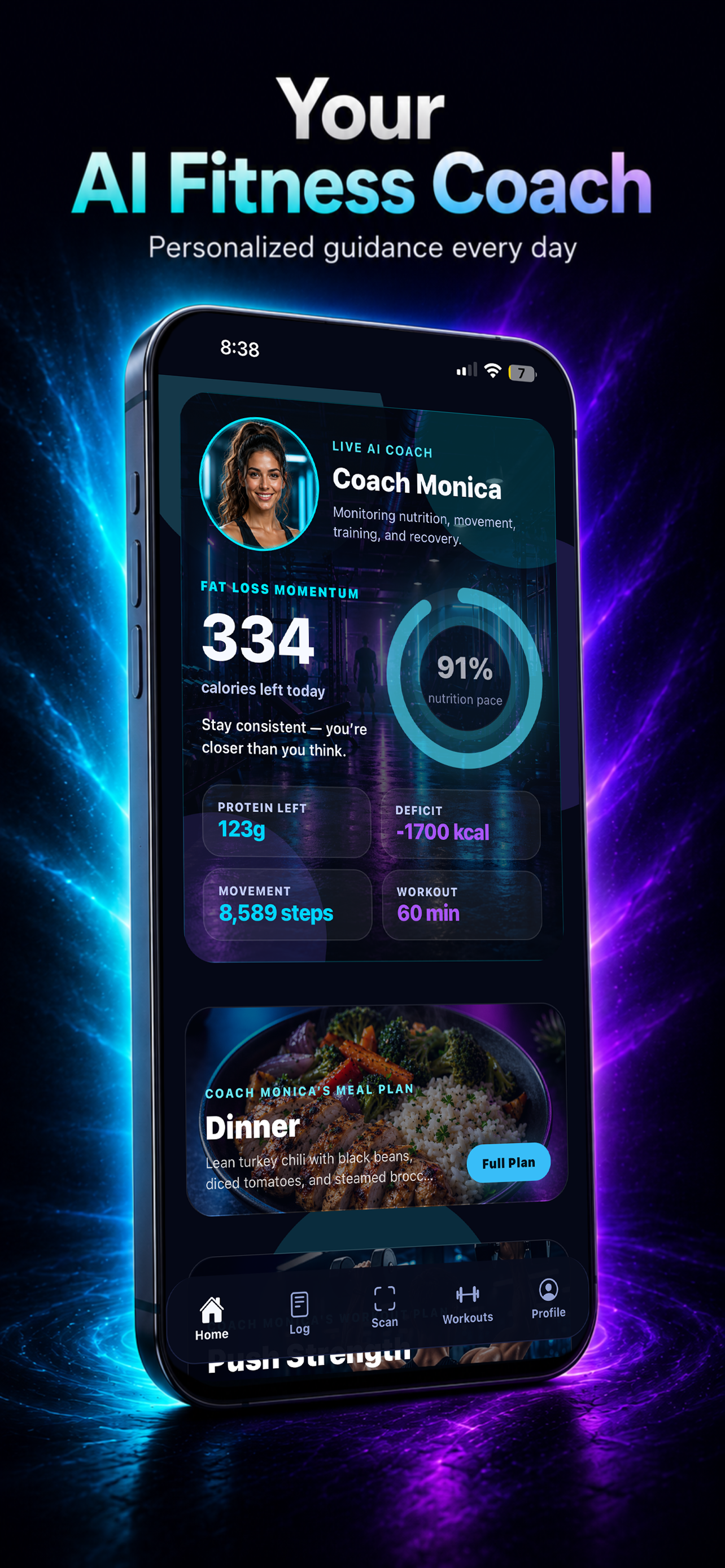 TrimWise AI coach with calorie ring